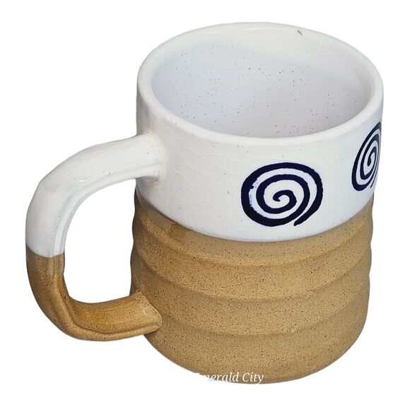 Vtg Japan Hand Turned Stoneware Vortex Coffee Mug 12oz Tea Cup Textured Infinity - Picture 13 of 14